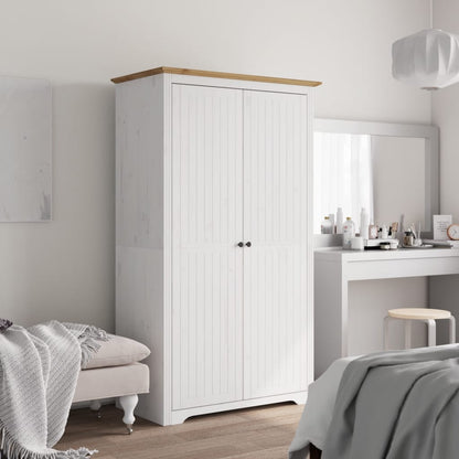 vidaXL Wardrobe "BODO" White and Brown 99x53,5x173 cm Solid Wood Pine 1