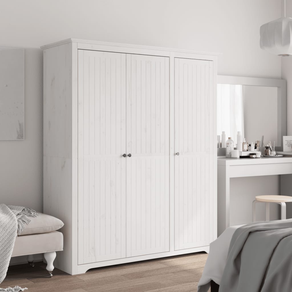 vidaXL Wardrobe "BODO" White 146x53,5x173 cm Solid Wood Pine 1