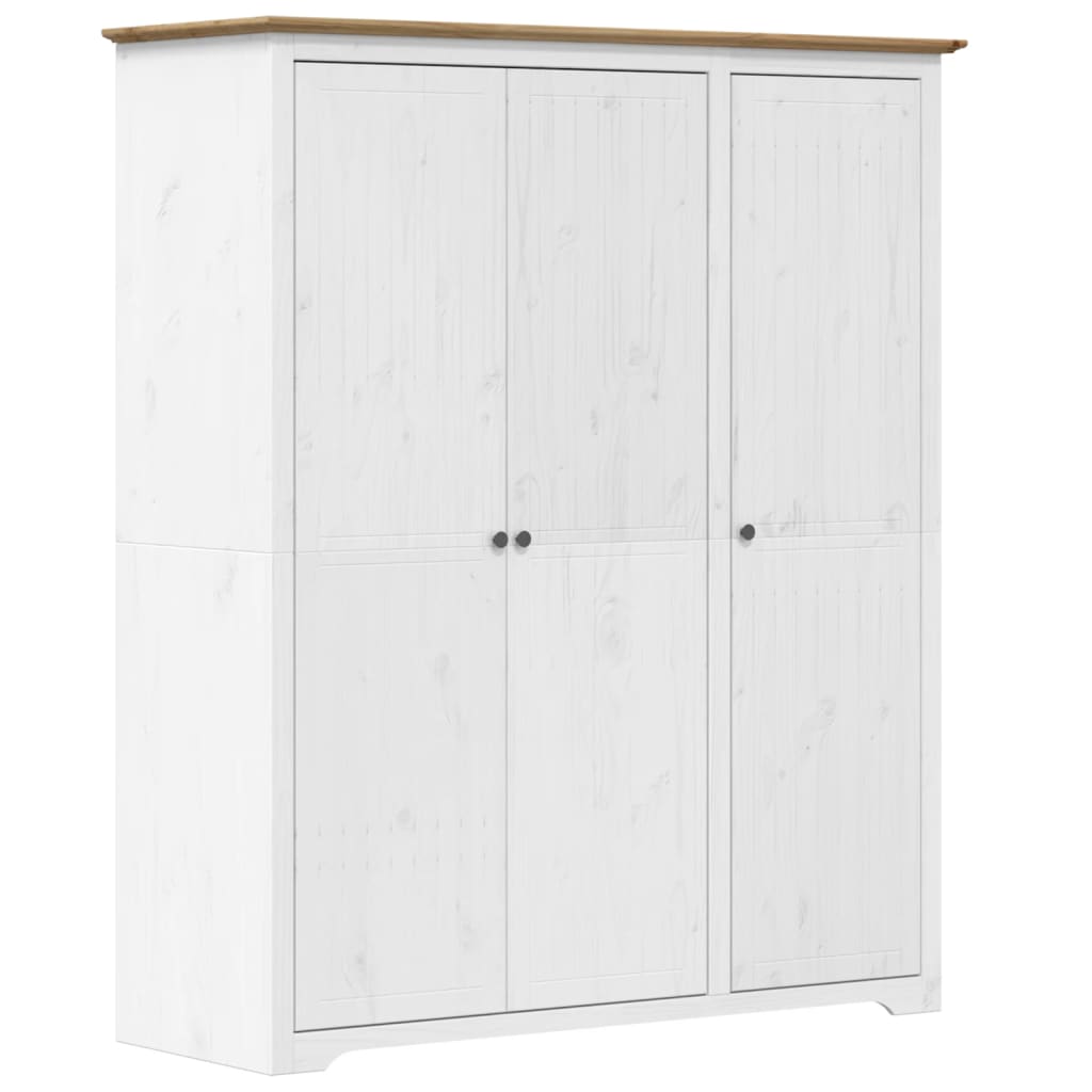 vidaXL Wardrobe "BODO" White and Brown 146x53,5x173cm Solid Wood Pine 2