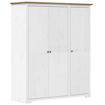 vidaXL Wardrobe "BODO" White and Brown 146x53,5x173cm Solid Wood Pine 2