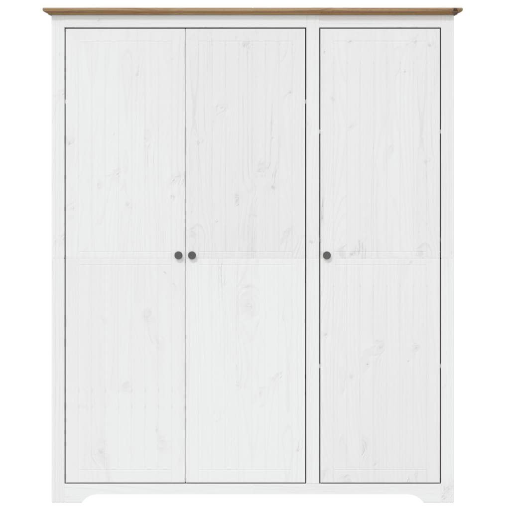 vidaXL Wardrobe "BODO" White and Brown 146x53,5x173cm Solid Wood Pine 3