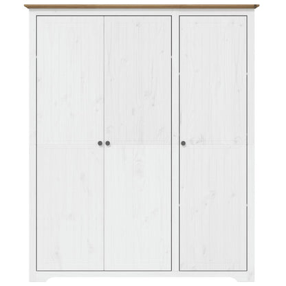 vidaXL Wardrobe "BODO" White and Brown 146x53,5x173cm Solid Wood Pine 3