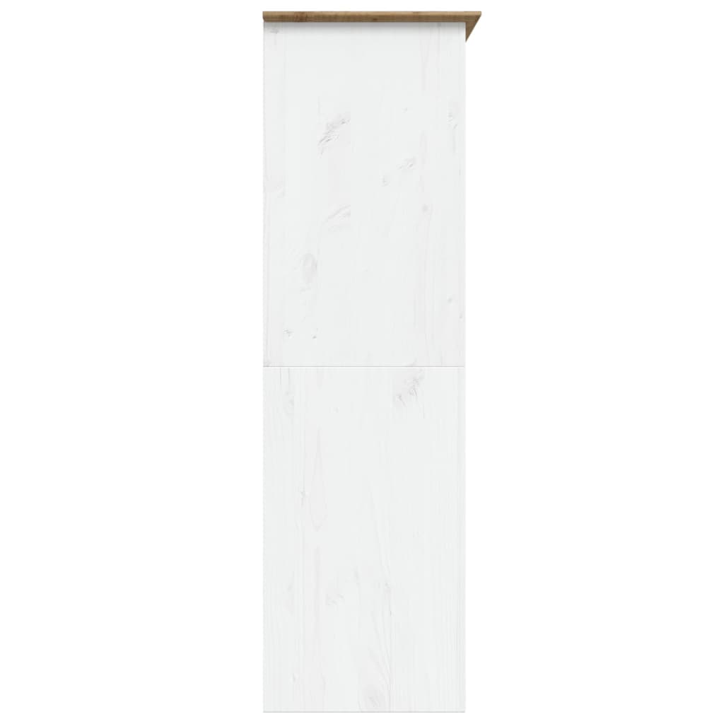 vidaXL Wardrobe "BODO" White and Brown 146x53,5x173cm Solid Wood Pine 5