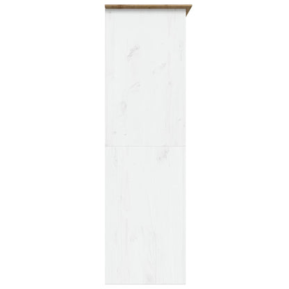 vidaXL Wardrobe "BODO" White and Brown 146x53,5x173cm Solid Wood Pine 5