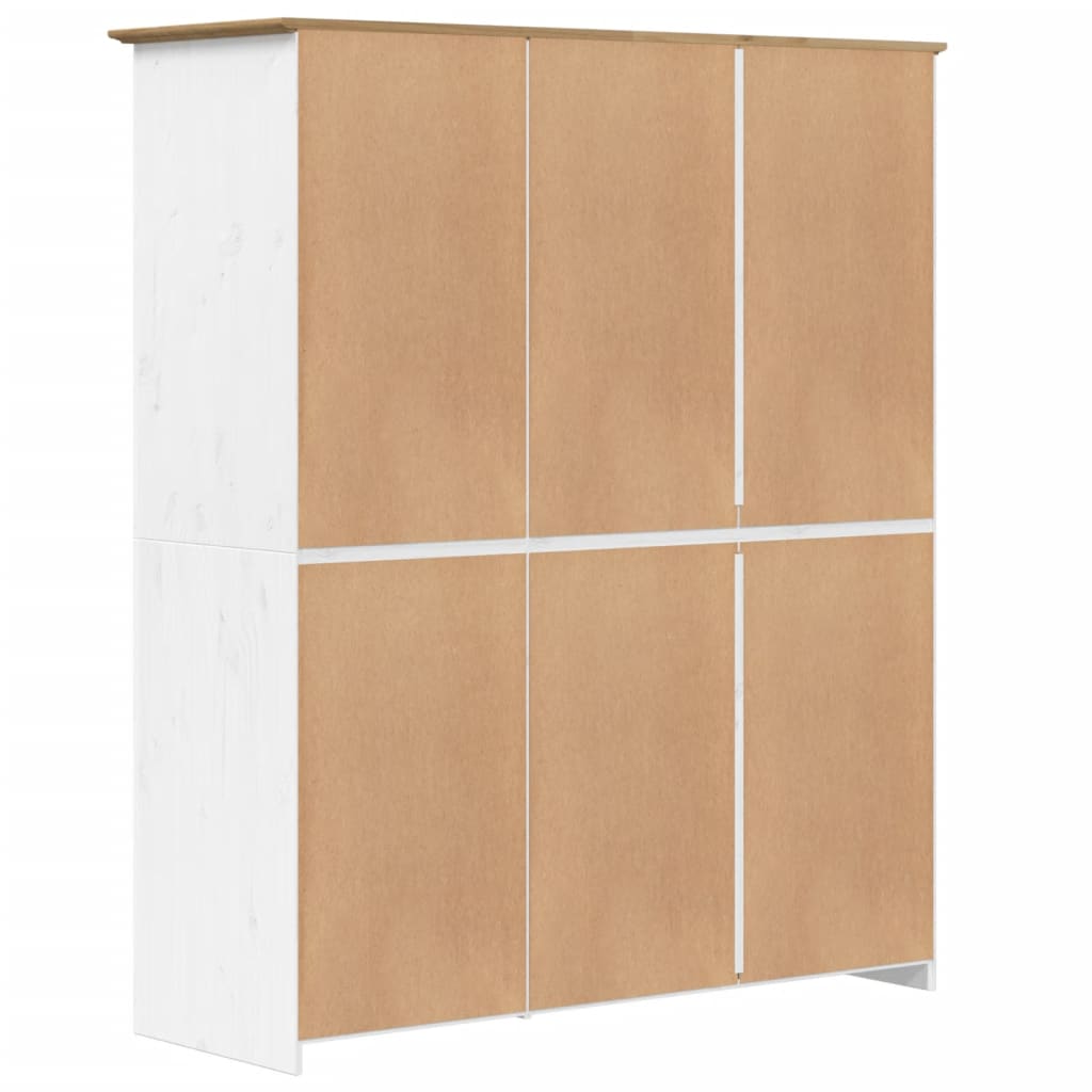 vidaXL Wardrobe "BODO" White and Brown 146x53,5x173cm Solid Wood Pine 6