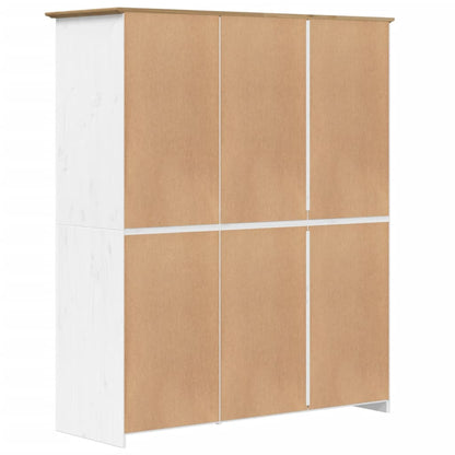 vidaXL Wardrobe "BODO" White and Brown 146x53,5x173cm Solid Wood Pine 6