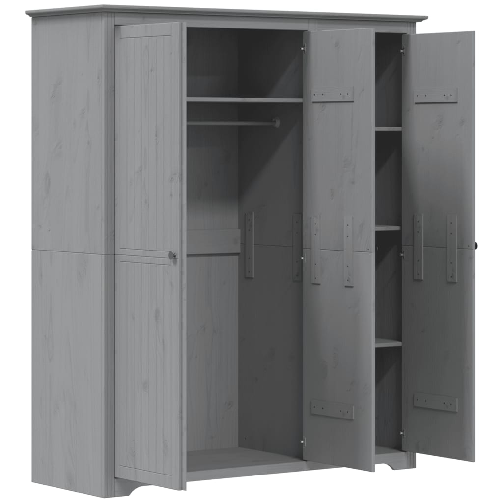 vidaXL Wardrobe "BODO" Grey 146x53,5x173 cm Solid Wood Pine 4