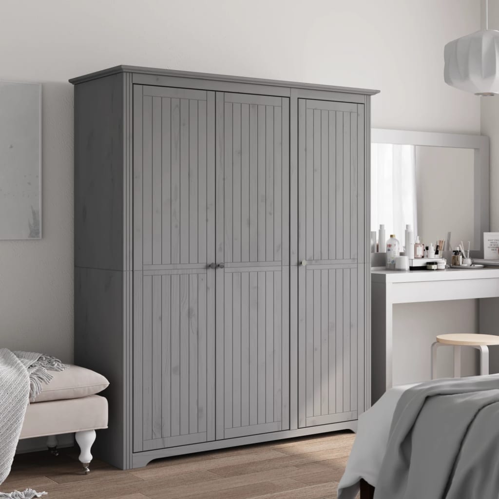 vidaXL Wardrobe "BODO" Grey 146x53,5x173 cm Solid Wood Pine 1