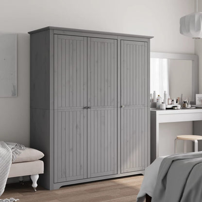 vidaXL Wardrobe "BODO" Grey 146x53,5x173 cm Solid Wood Pine 1