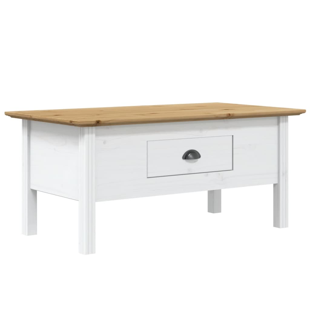 vidaXL Coffee Table BODO White and Brown 100x55x45 cm Solid Wood Pine 2