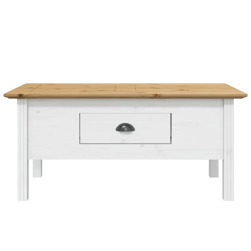 vidaXL Coffee Table BODO White and Brown 100x55x45 cm Solid Wood Pine 3