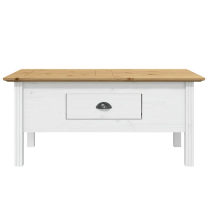 vidaXL Coffee Table BODO White and Brown 100x55x45 cm Solid Wood Pine 3