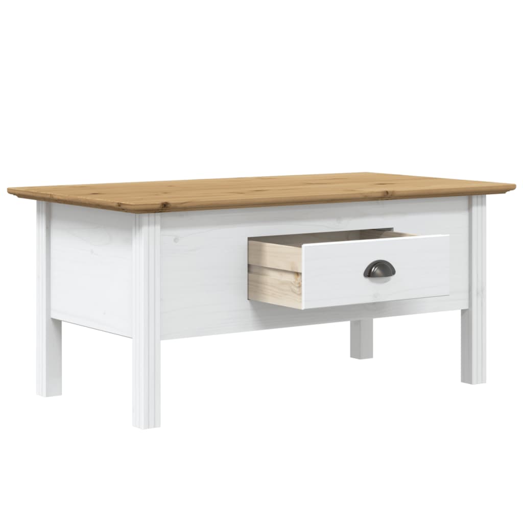 vidaXL Coffee Table BODO White and Brown 100x55x45 cm Solid Wood Pine 4