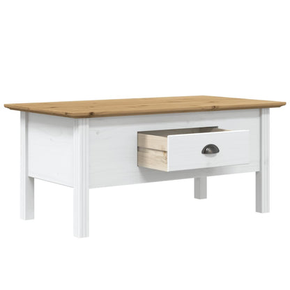 vidaXL Coffee Table BODO White and Brown 100x55x45 cm Solid Wood Pine 4