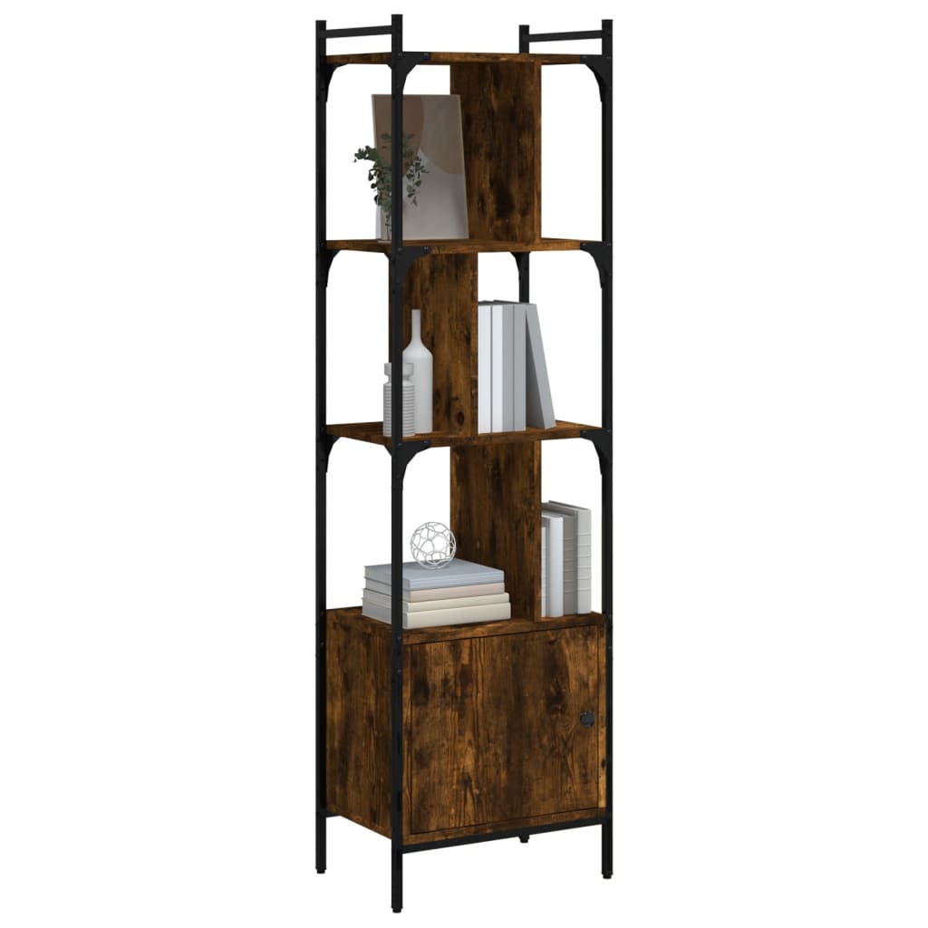 vidaXL Bookcase with Door Smoked Oak 44.5x30x154.5 cm Engineered Wood 3