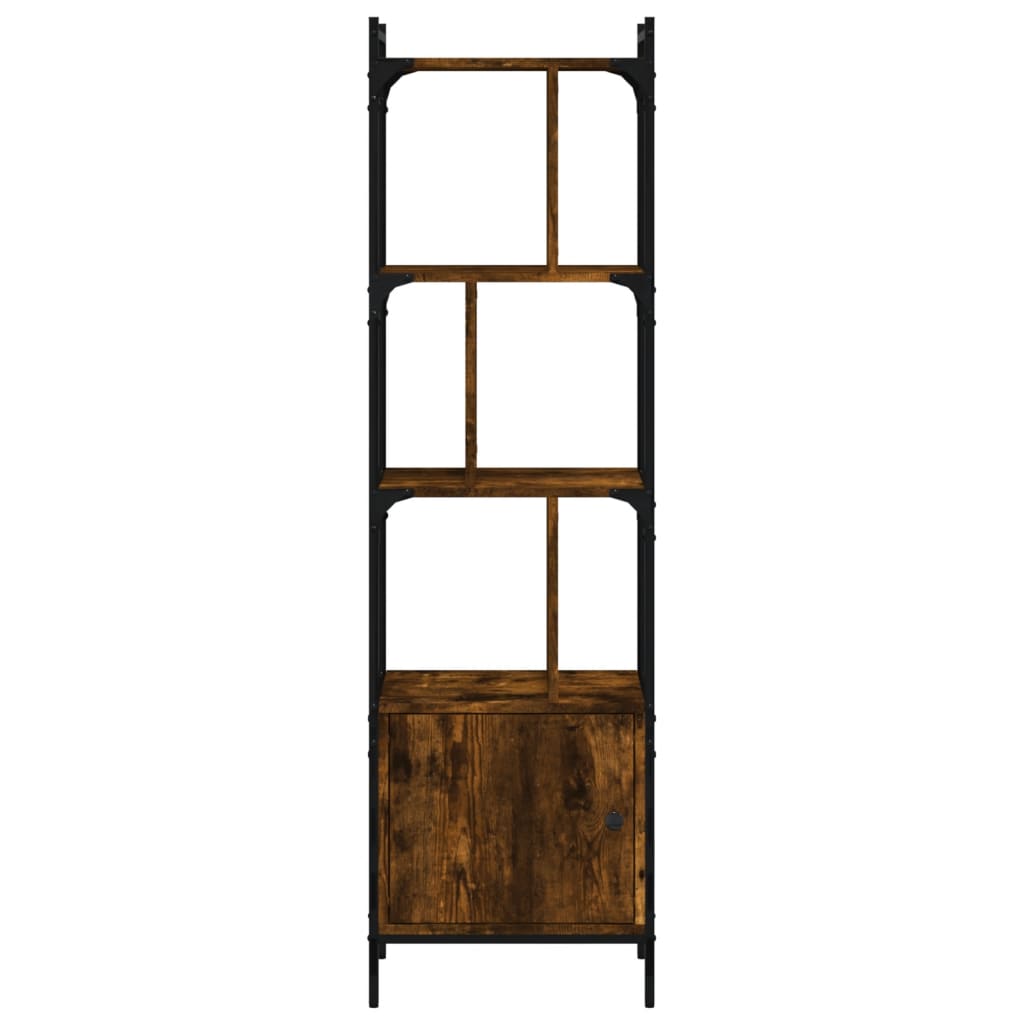 vidaXL Bookcase with Door Smoked Oak 44.5x30x154.5 cm Engineered Wood 4