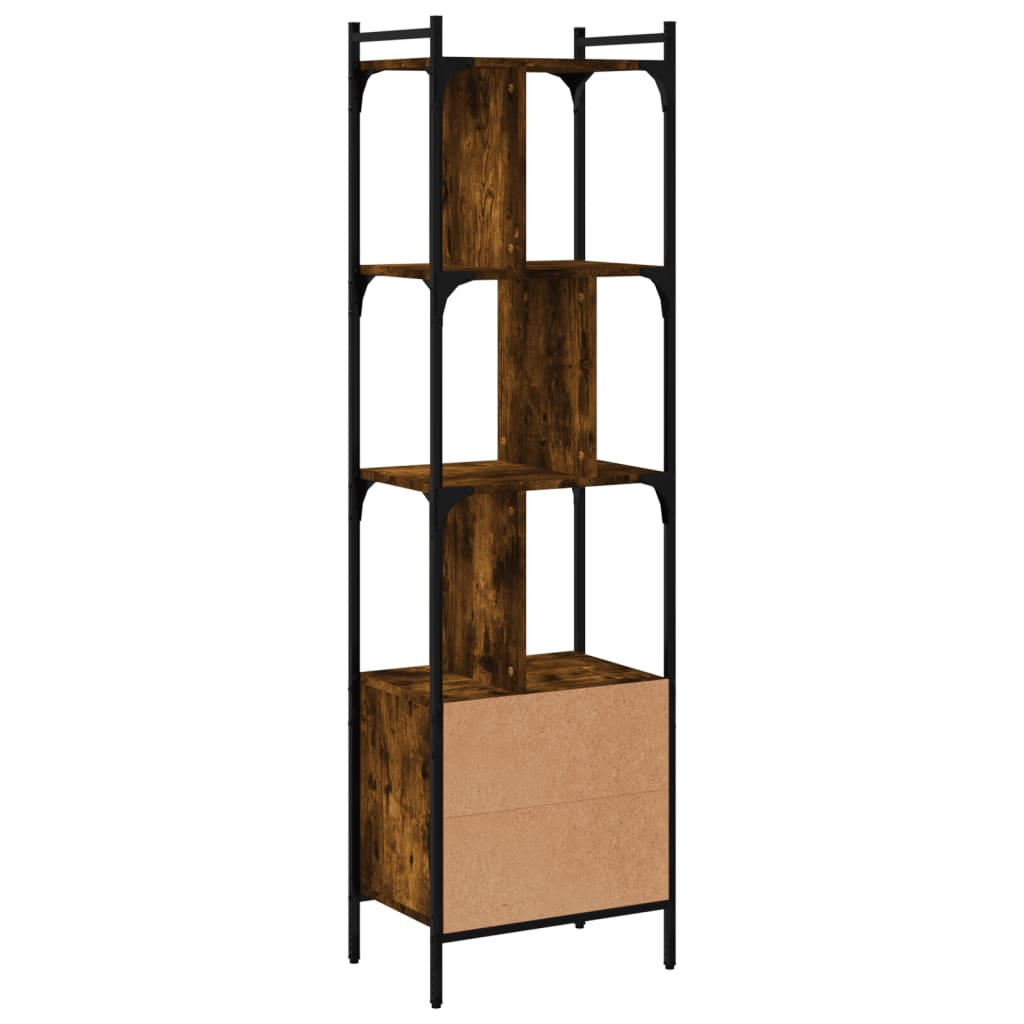vidaXL Bookcase with Door Smoked Oak 44.5x30x154.5 cm Engineered Wood 6
