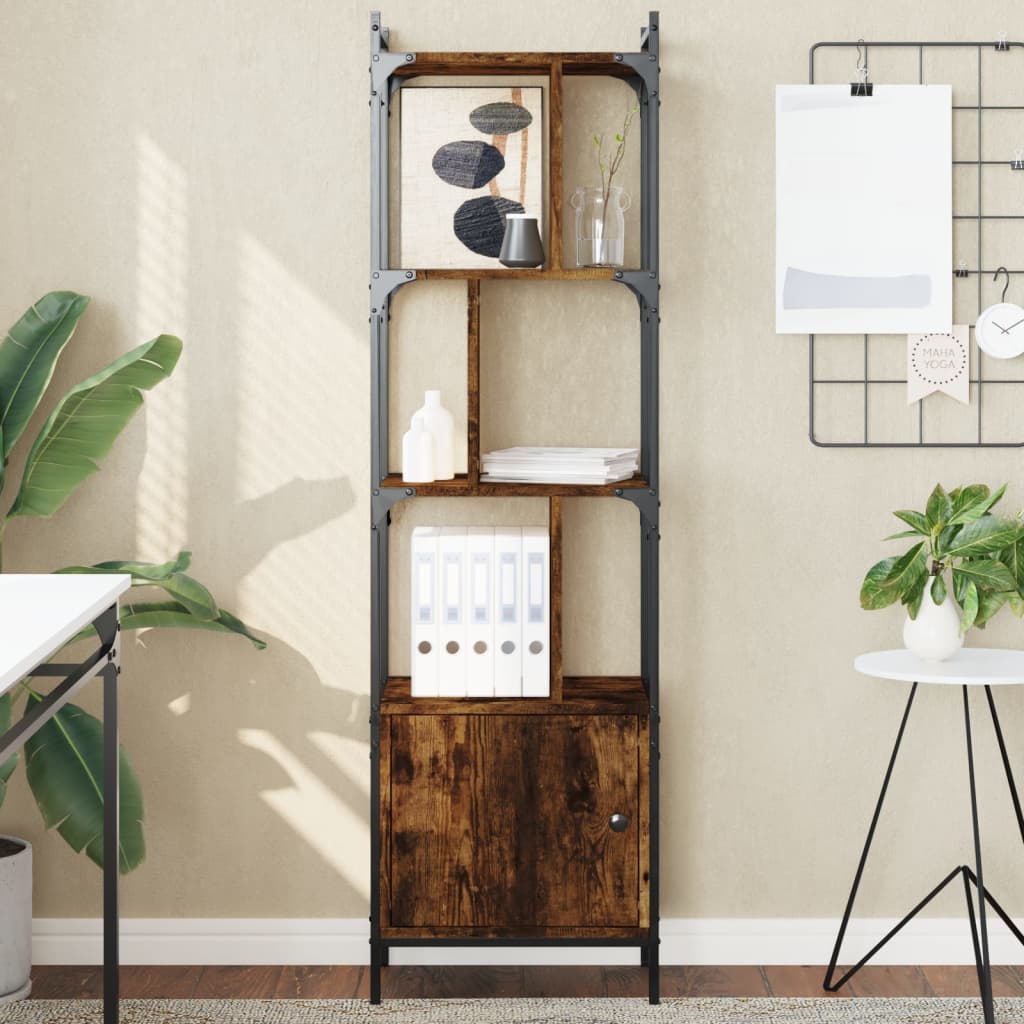 vidaXL Bookcase with Door Smoked Oak 44.5x30x154.5 cm Engineered Wood 1