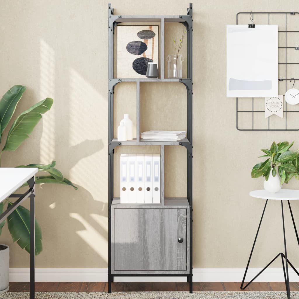 vidaXL Bookcase with Door Grey Sonoma 44.5x30x154.5 cm Engineered Wood 1