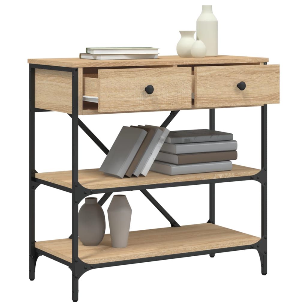 vidaXL Console Table Sonoma Oak 75x34.5x75 cm Engineered Wood 4