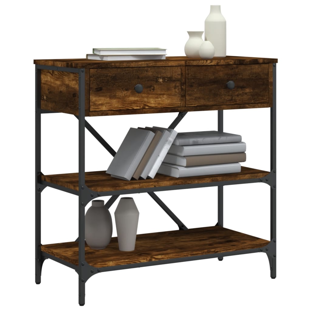 vidaXL Console Table Smoked Oak 75x34.5x75 cm Engineered Wood 3