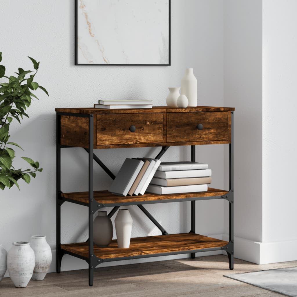 vidaXL Console Table Smoked Oak 75x34.5x75 cm Engineered Wood 1