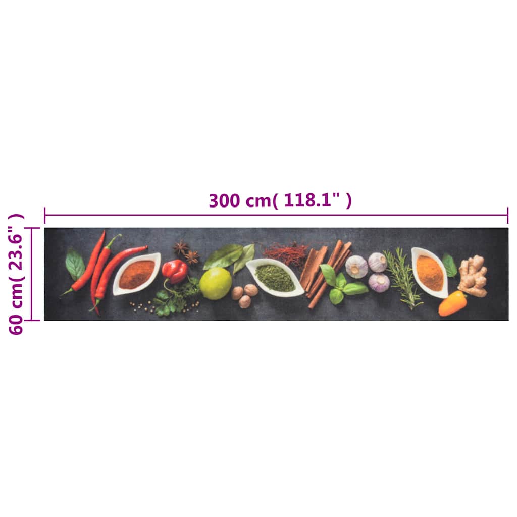 vidaXL Kitchen Rug Washable Spices 60x300 cm Velvet 5