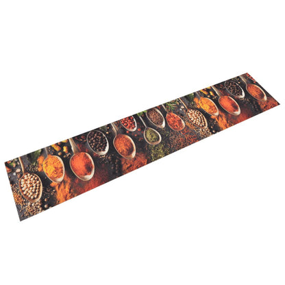vidaXL Kitchen Rug Washable Spoon & Spices 60x300 cm Velvet 1