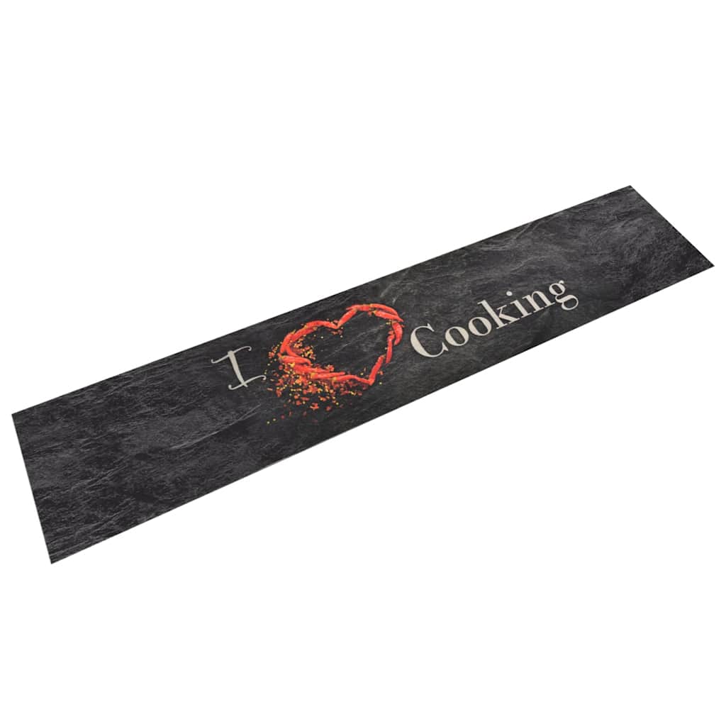 vidaXL Kitchen Rug Washable Cooking Black 60x300 cm Velvet 1