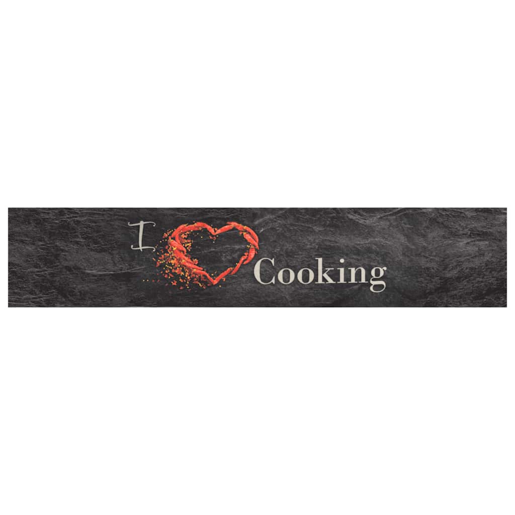 vidaXL Kitchen Rug Washable Cooking Black 60x300 cm Velvet 2