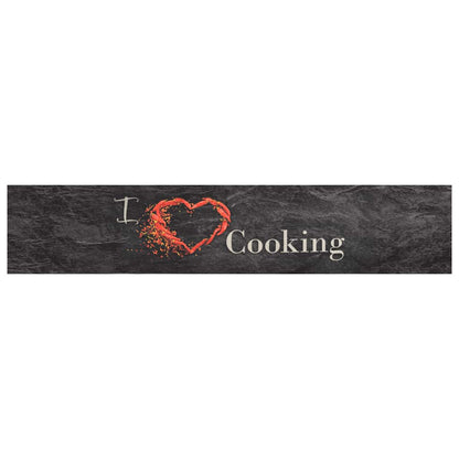 vidaXL Kitchen Rug Washable Cooking Black 60x300 cm Velvet 2