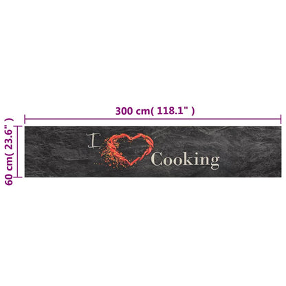 vidaXL Kitchen Rug Washable Cooking Black 60x300 cm Velvet 5