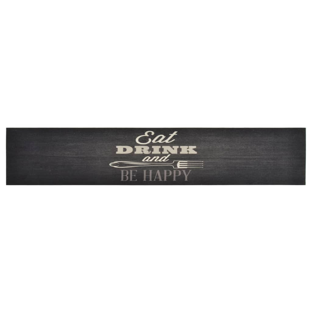 vidaXL Kitchen Rug Washable Kitchen Black 60x300 cm Velvet 2