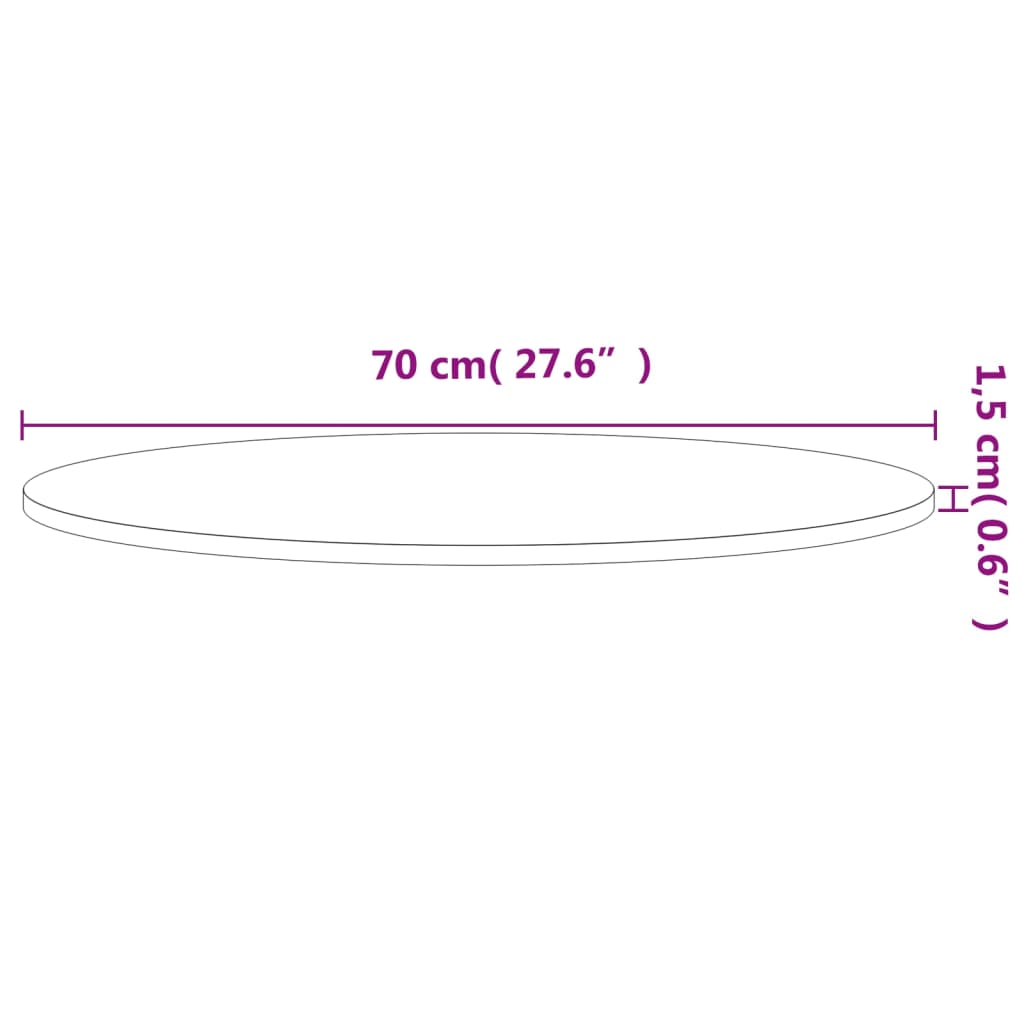 vidaXL Table Top Ø70x1.5 cm Round Solid Wood Beech 4