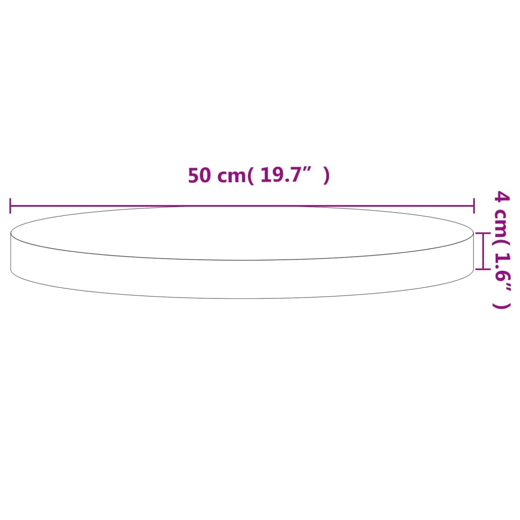 vidaXL Table Top Ø50x4 cm Round Solid Wood Beech 4