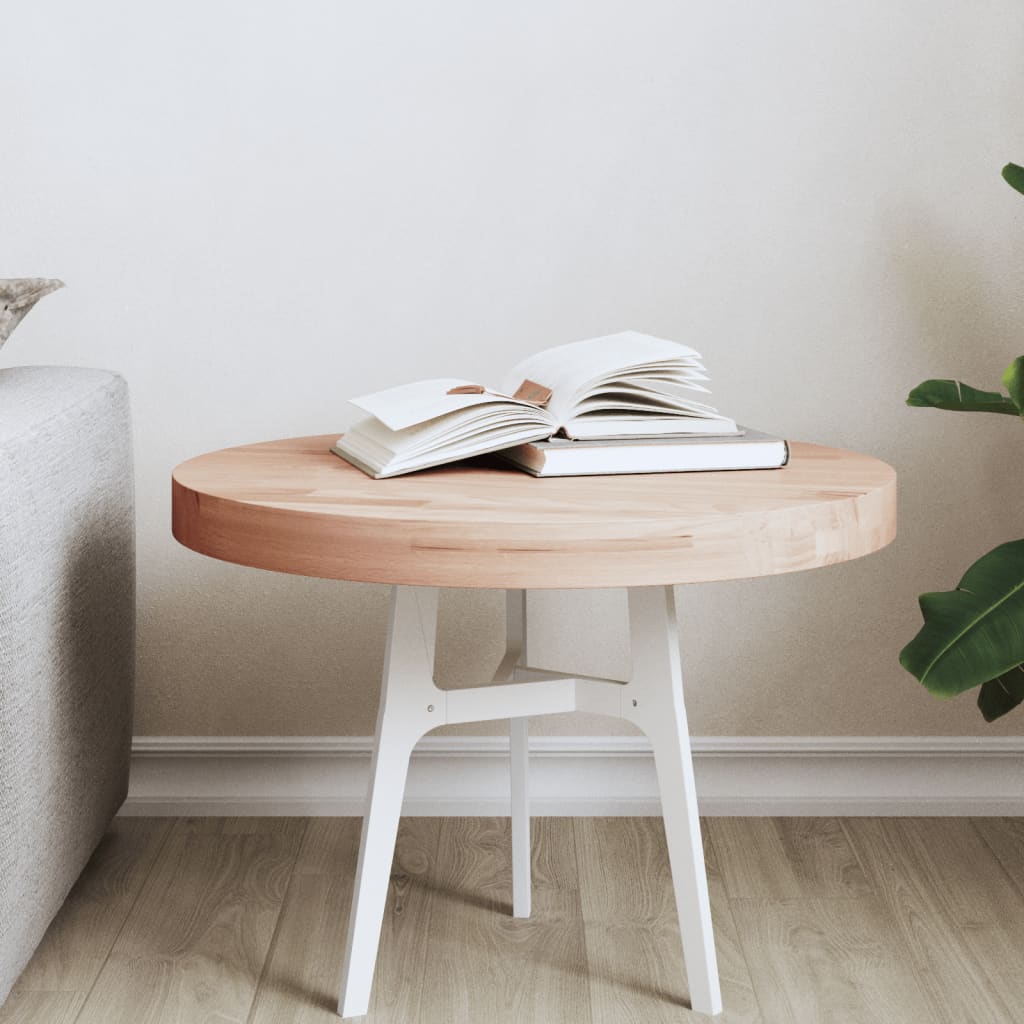 vidaXL Table Top Ø50x4 cm Round Solid Wood Beech 1