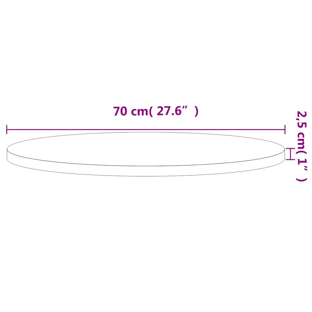 vidaXL Table Top Ø70x2.5 cm Round Solid Wood Beech 5
