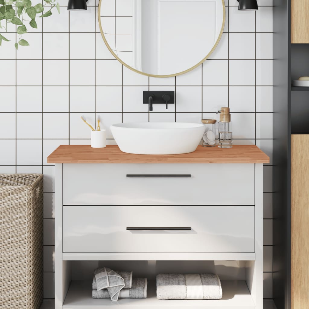 vidaXL Bathroom Countertop Solid Wood Beech Brown
