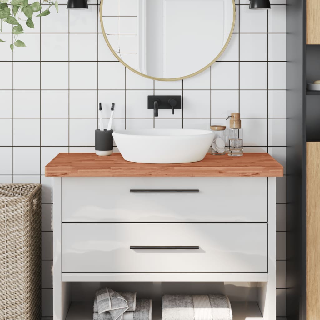 vidaXL Bathroom Countertop Solid Wood Beech Brown