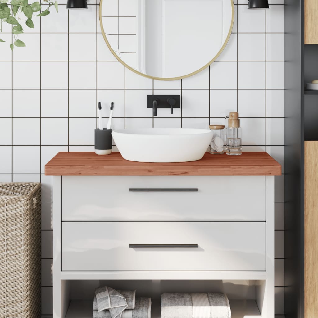 vidaXL Bathroom Countertop Solid Wood Beech Brown