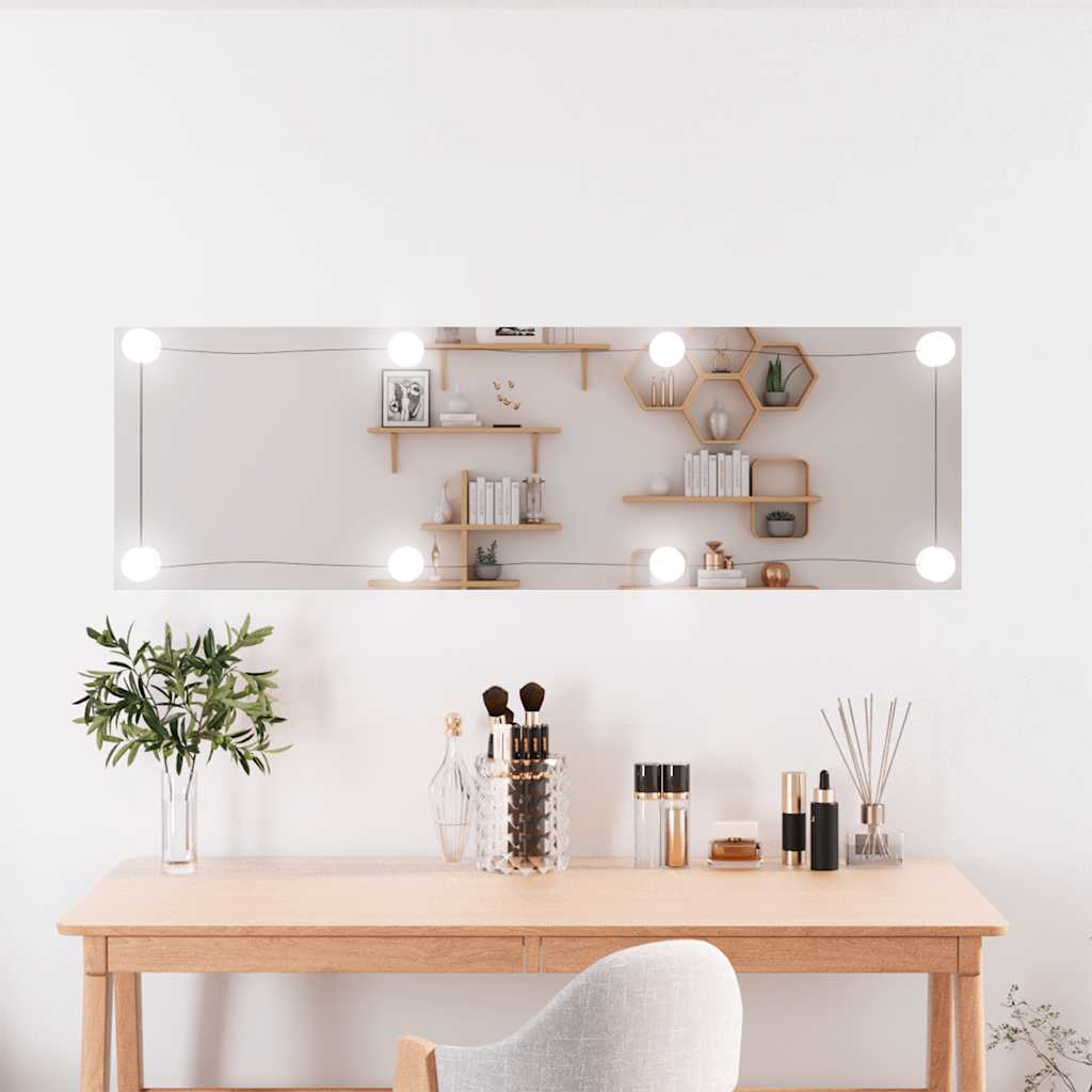vidaXL Wall Mirror with LED Lights Glass Rectangle with LEDs