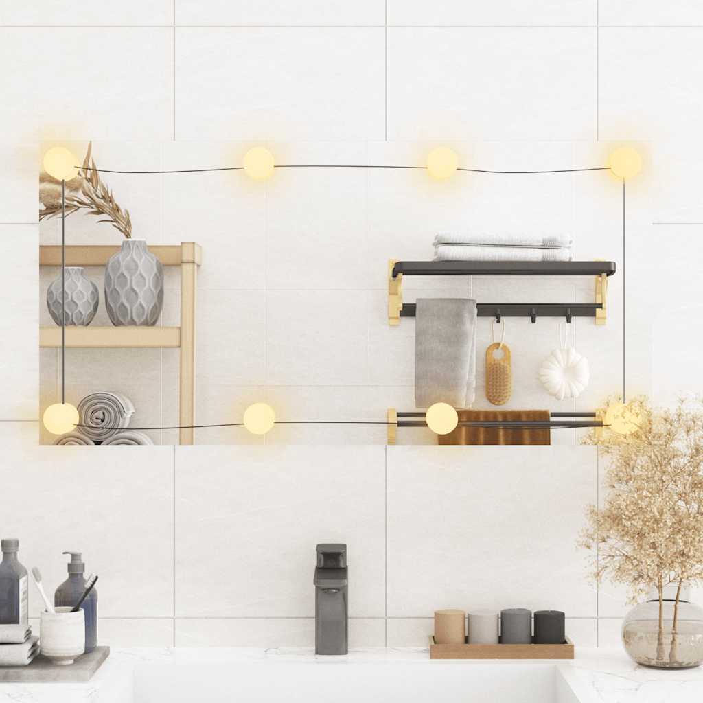vidaXL Wall Mirror with LED Lights 40x80 cm Glass Rectangle 3