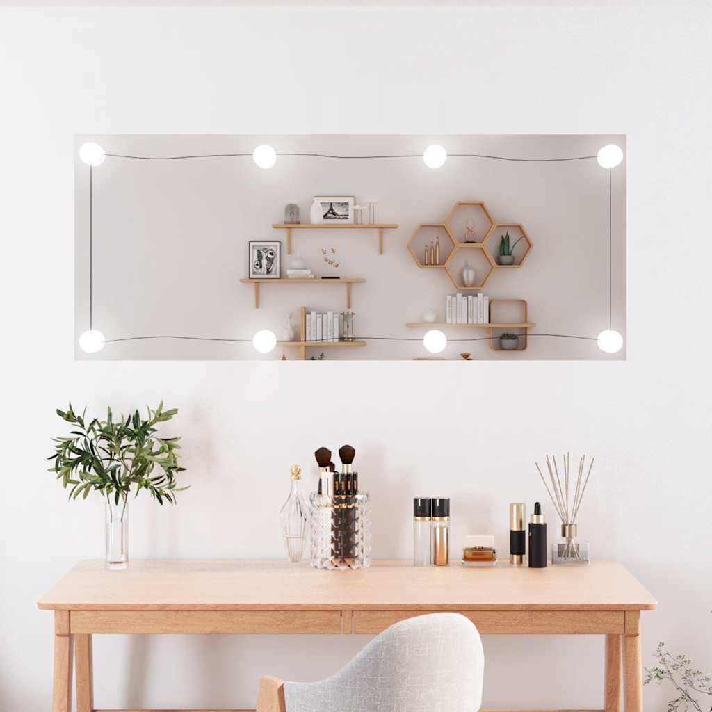 vidaXL Wall Mirror with LED Lights 40x100 cm Glass Rectangle 1