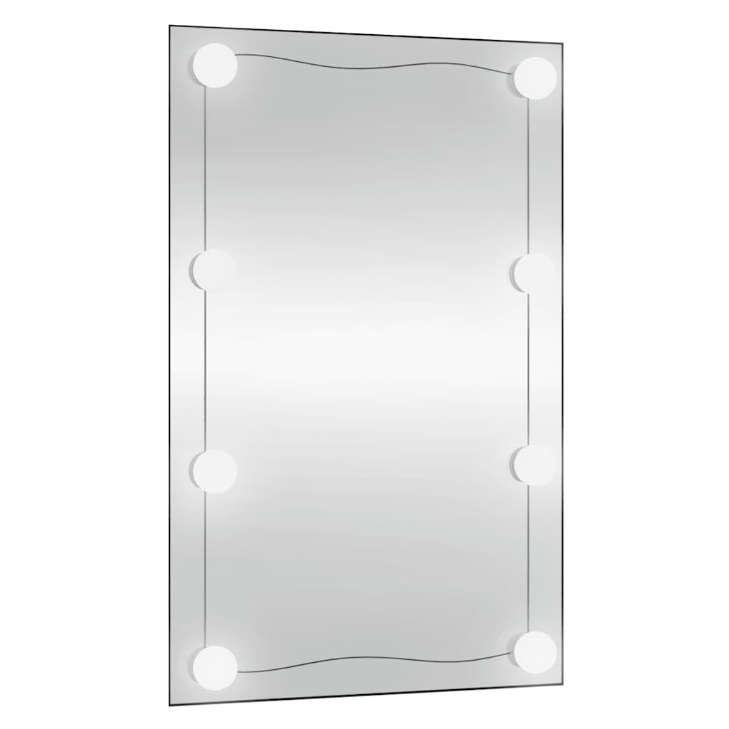 vidaXL Wall Mirror with LED Lights 50x80 cm Glass Rectangle 4