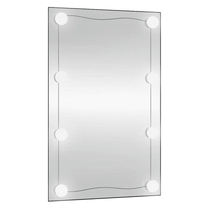 vidaXL Wall Mirror with LED Lights 50x80 cm Glass Rectangle 4