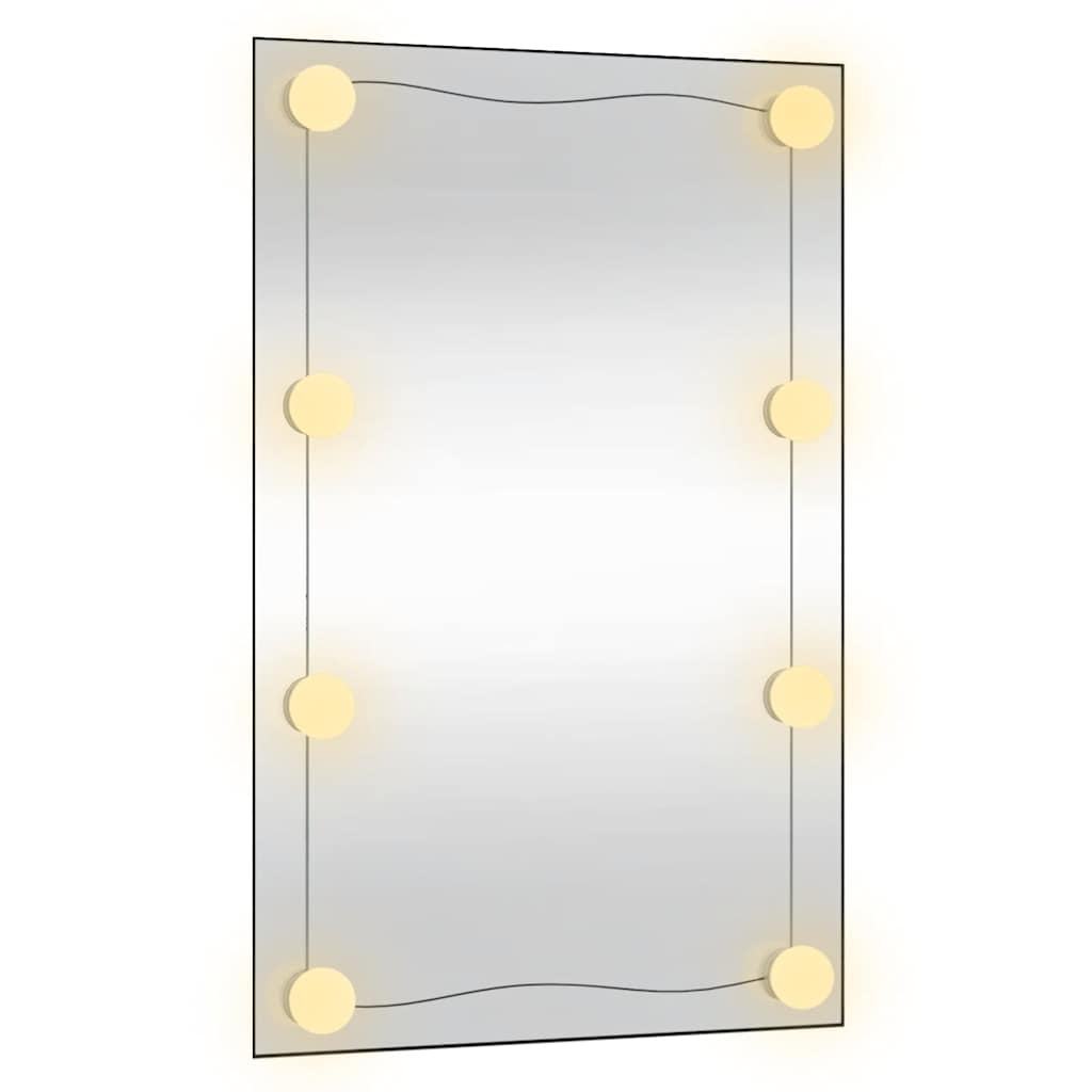 vidaXL Wall Mirror with LED Lights 50x80 cm Glass Rectangle 5