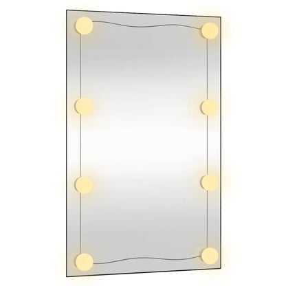 vidaXL Wall Mirror with LED Lights 50x80 cm Glass Rectangle 5