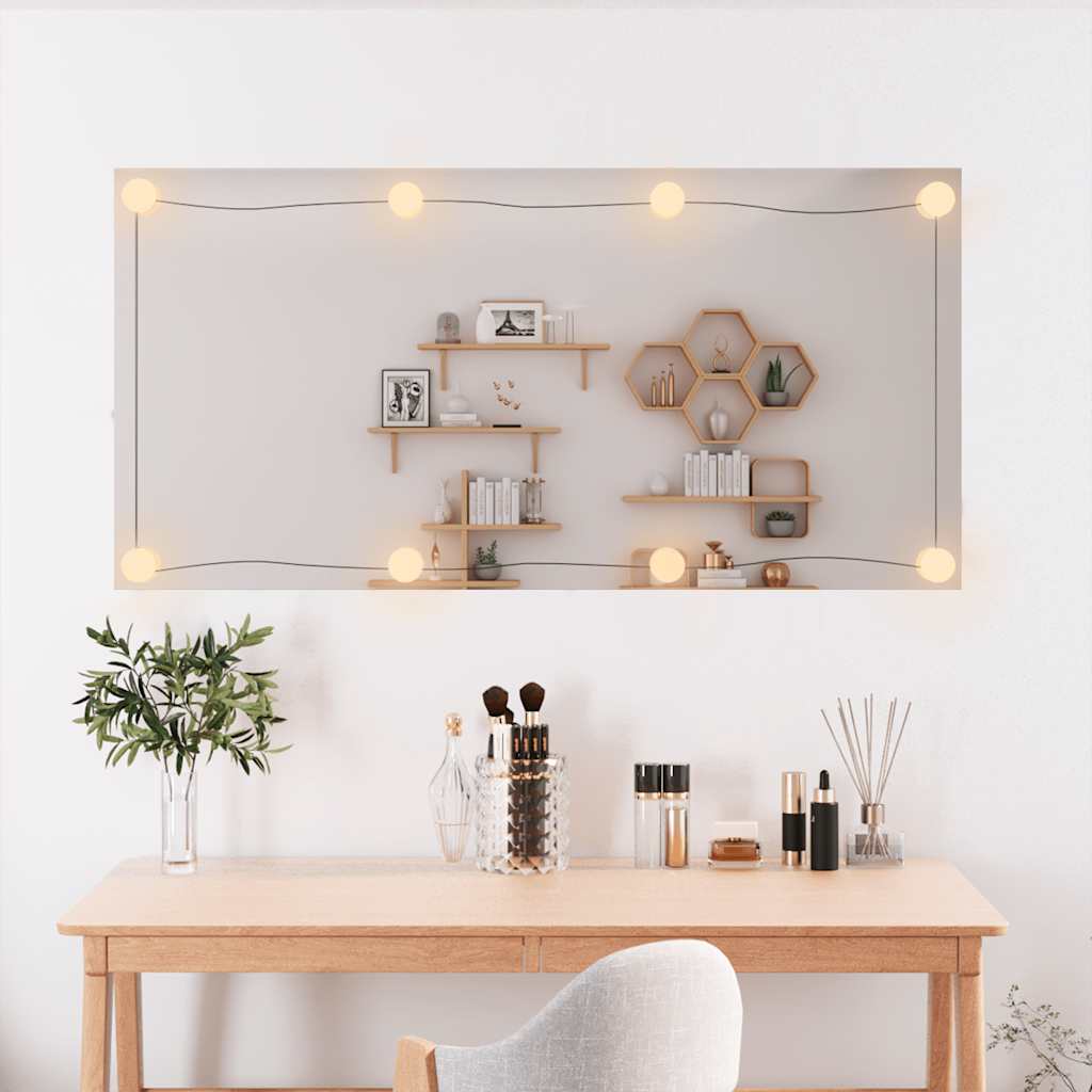 Wall Mirror with LED Lights Glass Rectangle With leds 50 x 100 cm