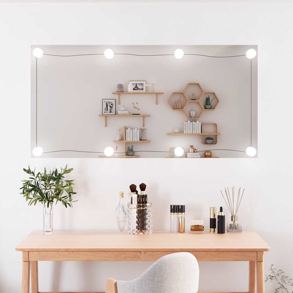 Wall Mirror with LED Lights Glass Rectangle With leds 50 x 100 cm