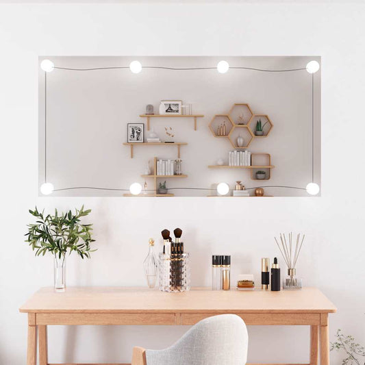 vidaXL Wall Mirror with LED Lights 50x100 cm Glass Rectangle 1